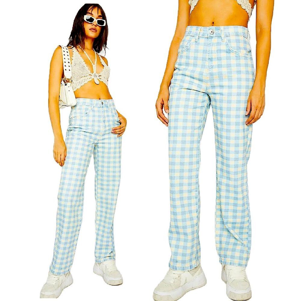 Kickers Vintage Gingham Denim Straight Leg Jean Size 24
